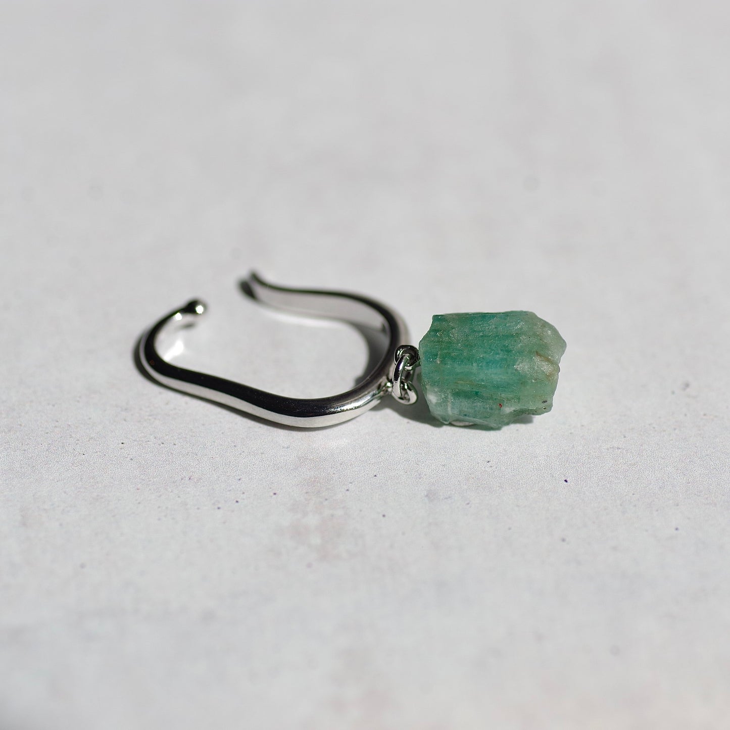 Emerald Raw Stone Ear Cuff | Handmade Natural Stone Jewelry