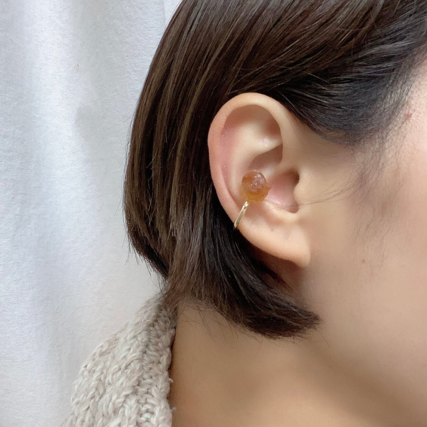 Citrine Raw Stone Ear Cuff | Handmade Natural Stone Jewelry