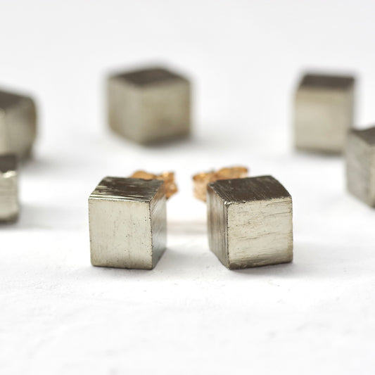 Pyrite (Cubic) Raw Stone Earrings | Handmade Natural Stone Jewelry