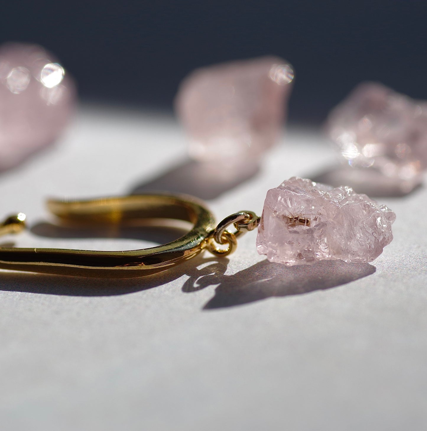 Morganite Raw Stone Ear Cuff | Handmade Natural Stone Jewelry