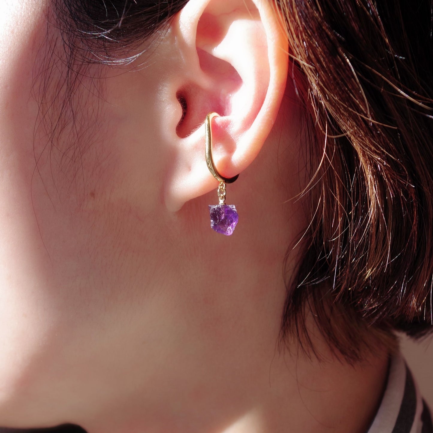 Amethyst Raw Stone Ear Cuff | Handmade Natural Stone Jewelry