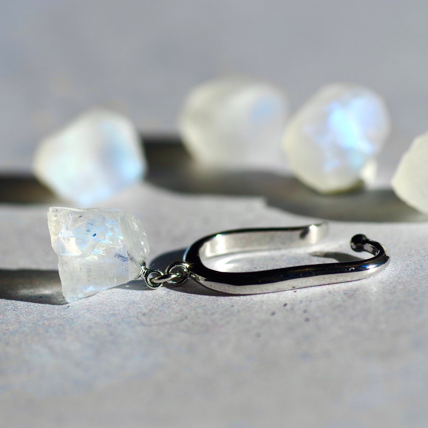 Moonstone Raw Stone Ear Cuff | Handmade Natural Stone Jewelry