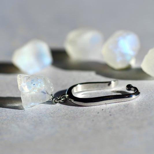 Moonstone Raw Stone Ear Cuff | Handmade Natural Stone Jewelry