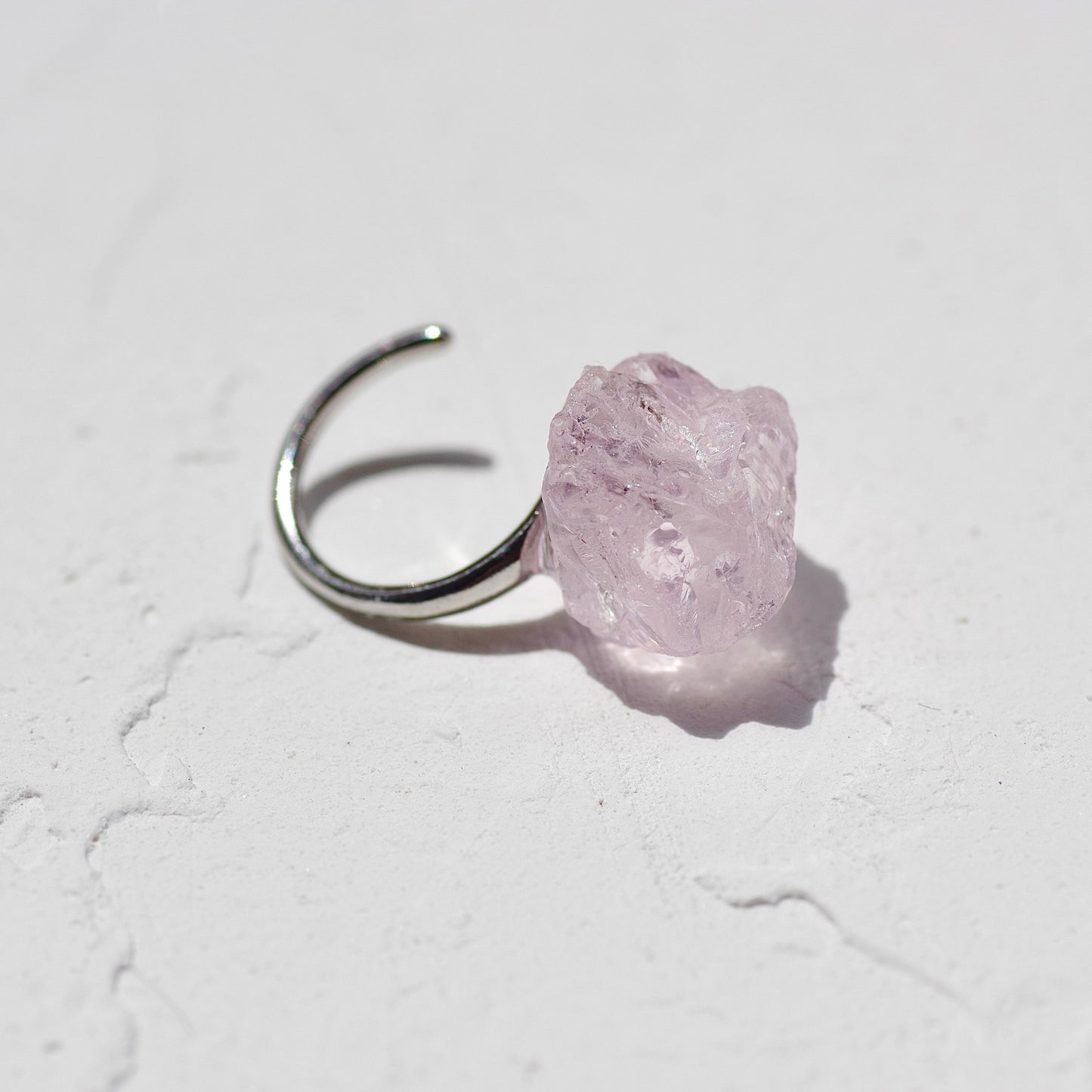 Morganite Raw Stone Ear Cuff | Handmade Natural Stone Jewelry