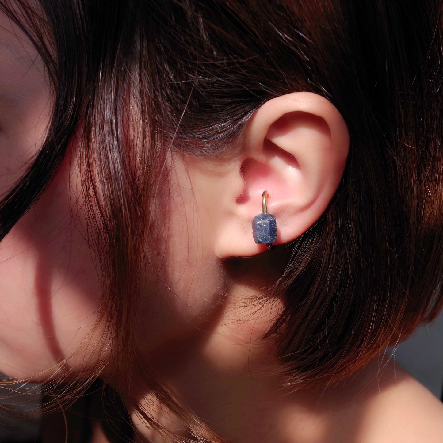 Sapphire Raw Stone Ear Cuff | Handmade Natural Stone Jewelry