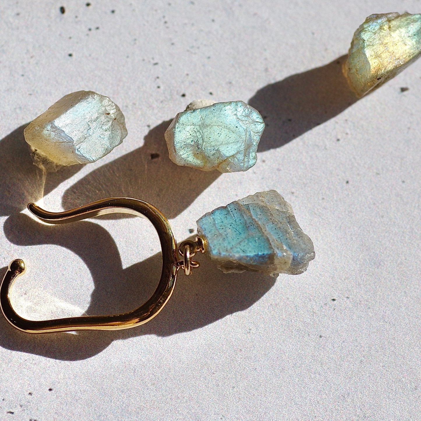 Labradorite Raw Stone Ear Cuff | Handmade Natural Stone Jewelry