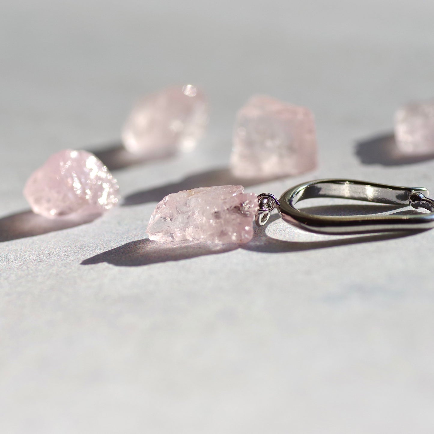 Morganite Raw Stone Ear Cuff | Handmade Natural Stone Jewelry