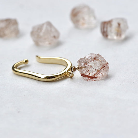 Copper Rutile Quartz Raw Stone Ear Cuff | Handmade Natural Stone Jewelry