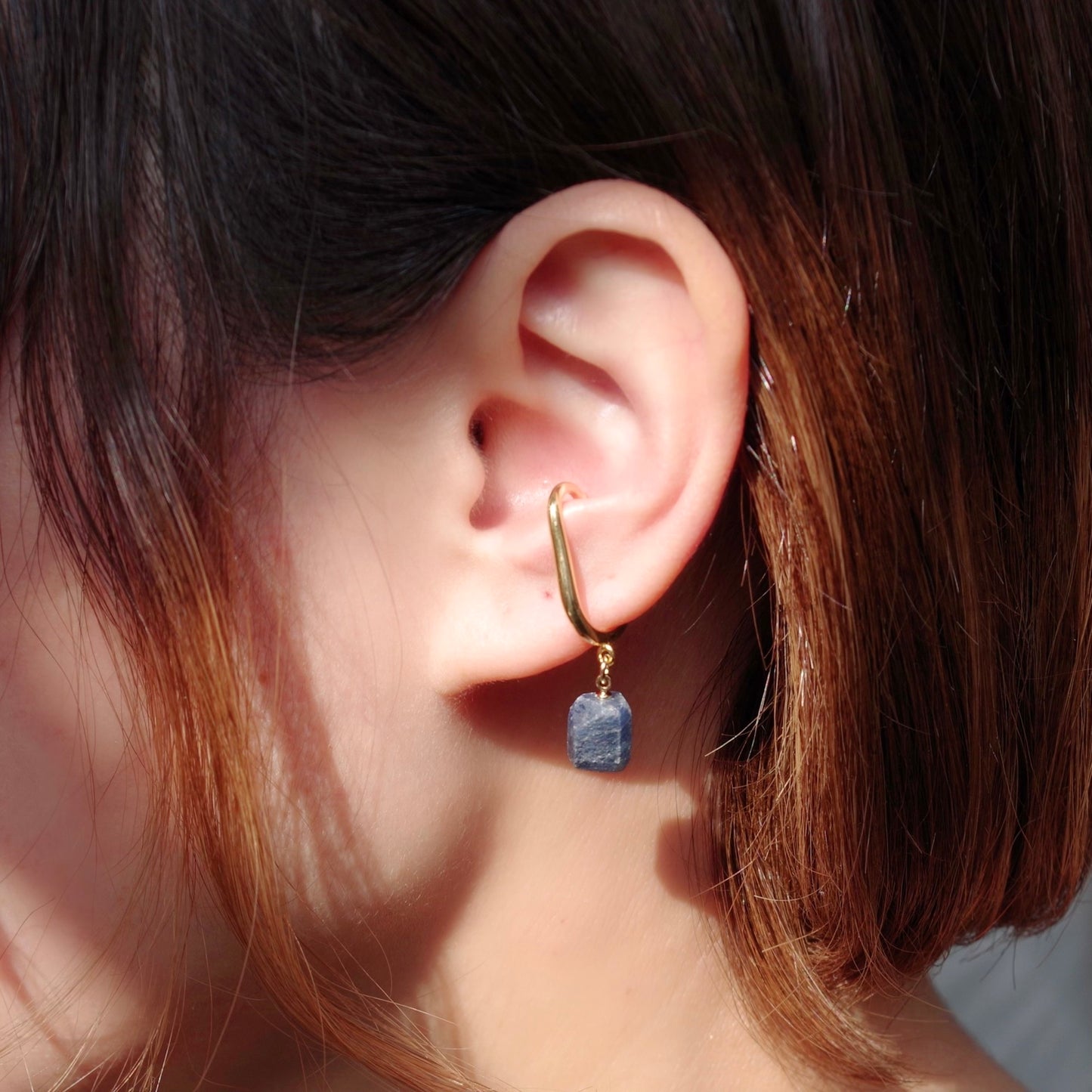 Sapphire Raw Stone Ear Cuff | Handmade Natural Stone Jewelry