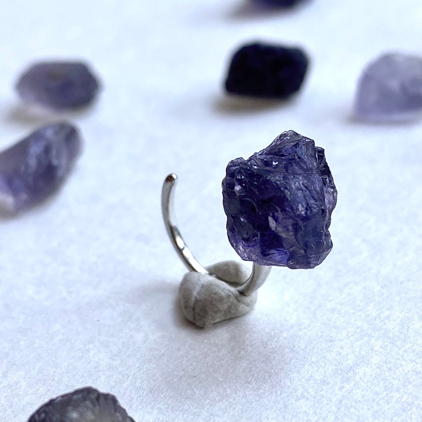 Iolite Raw Stone Ear Cuff | Handmade Natural Stone Jewelry