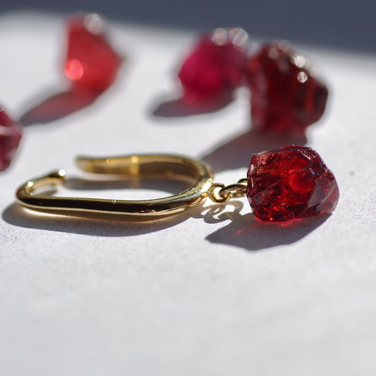 Garnet Raw Stone Ear Cuff | Handmade Natural Stone Jewelry