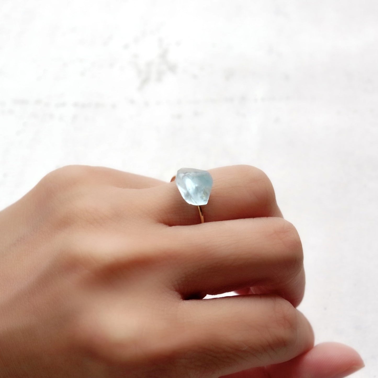 Blue Topaz (Irradiated) Raw Stone Ring | Handmade Natural Stone Jewelry