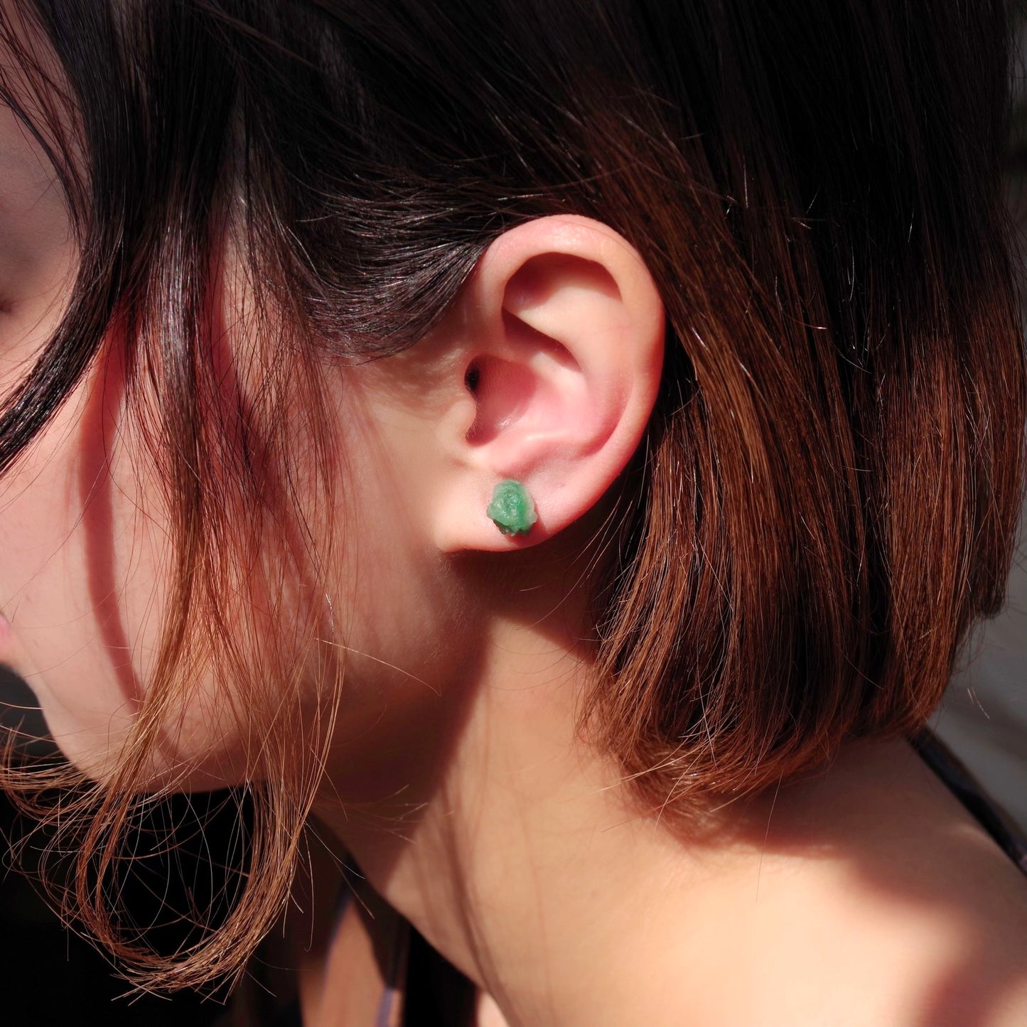 Emerald Raw Stone Earrings | Handmade Natural Stone Jewelry