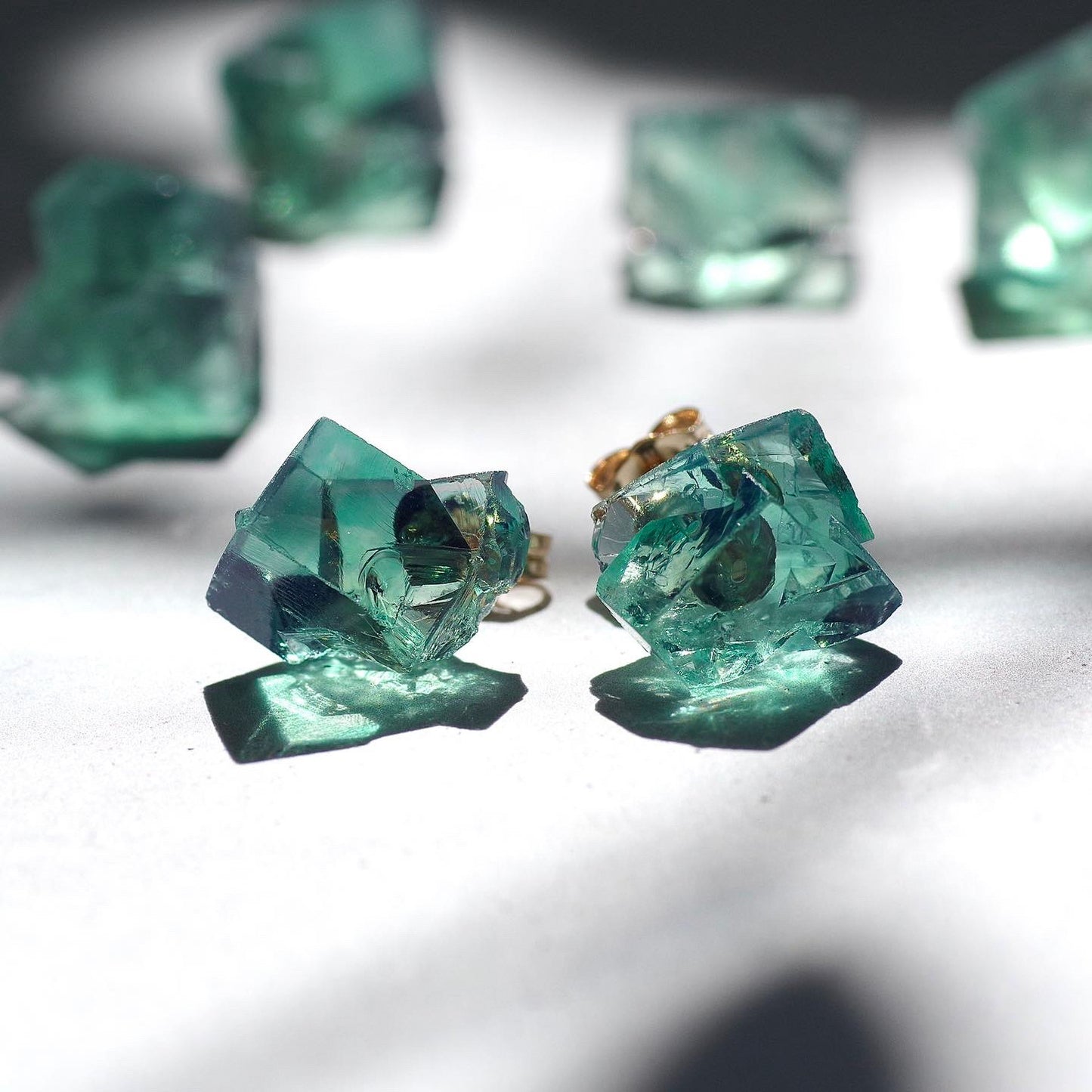 Diana Maria Fluorite Raw Stone Earrings | Handmade Natural Stone Jewelry