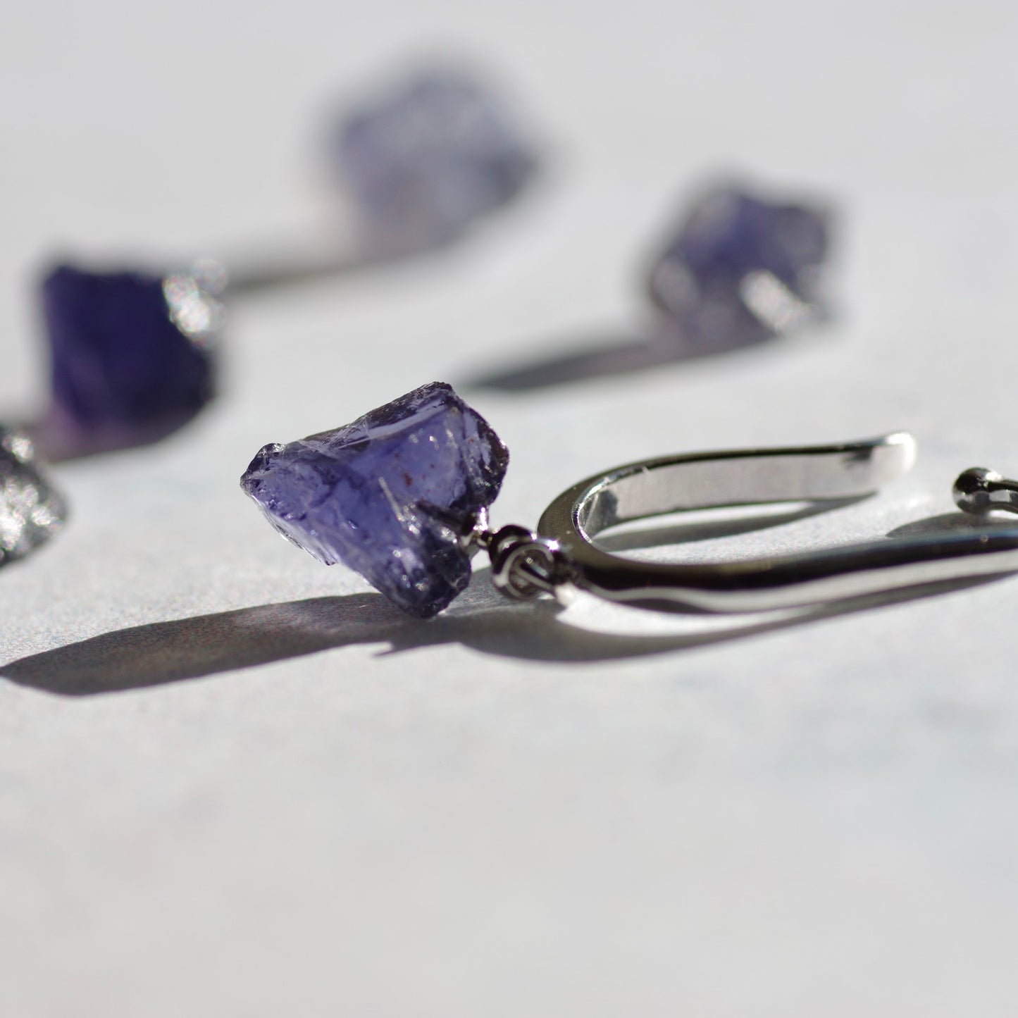 Iolite Raw Stone Ear Cuff | Handmade Natural Stone Jewelry