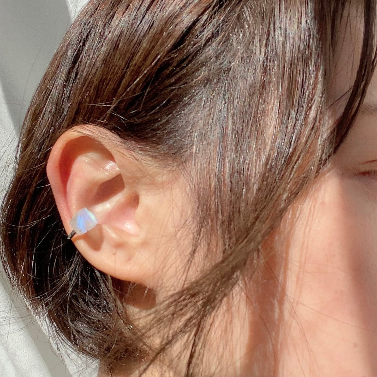 Moonstone Raw Stone Ear Cuff | Handmade Natural Stone Jewelry