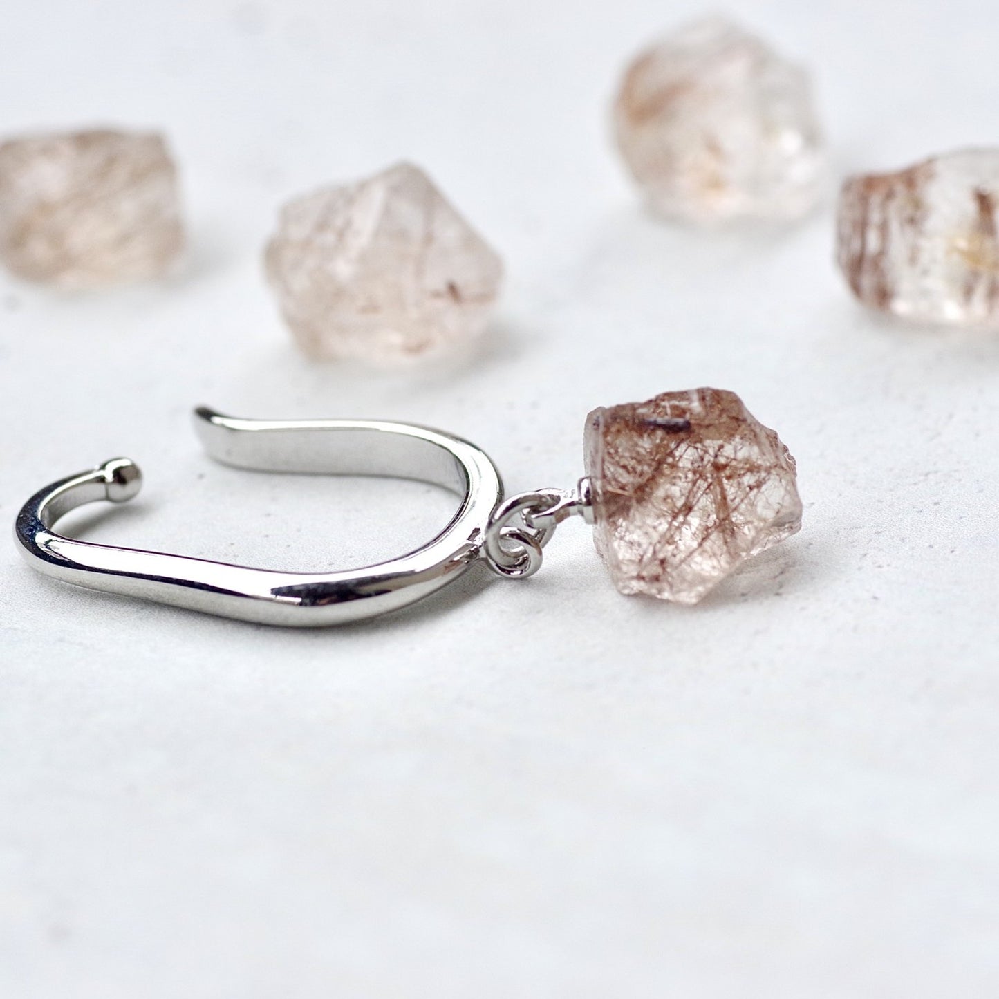 Copper Rutile Quartz Raw Stone Ear Cuff | Handmade Natural Stone Jewelry