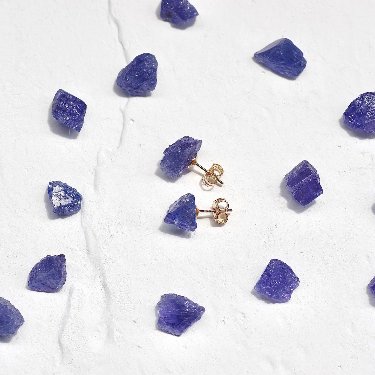 Tanzanite Raw Stone Earrings | Handmade Natural Stone Jewelry