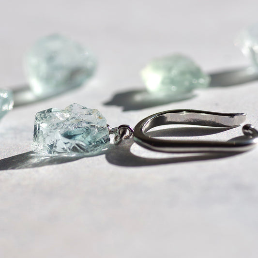 Aquamarine Raw Stone Ear Cuff | Handmade Natural Stone Jewelry