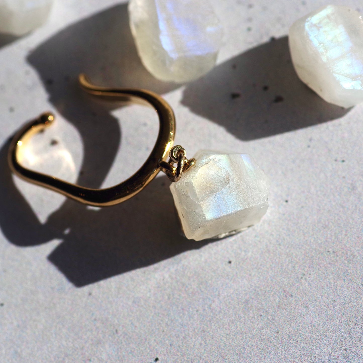 Moonstone Raw Stone Ear Cuff | Handmade Natural Stone Jewelry