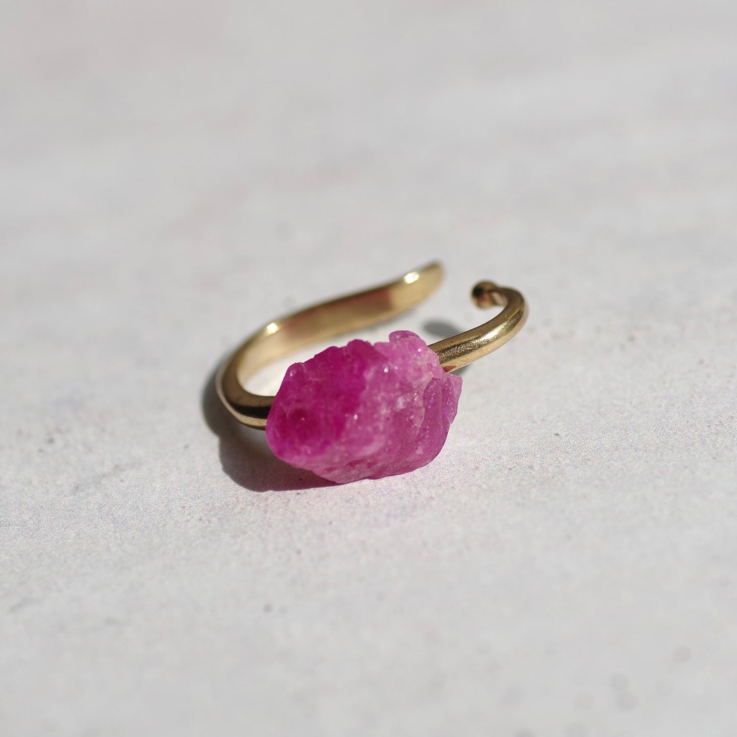 Ruby Raw Stone Ear Cuff | Handmade Natural Stone Jewelry