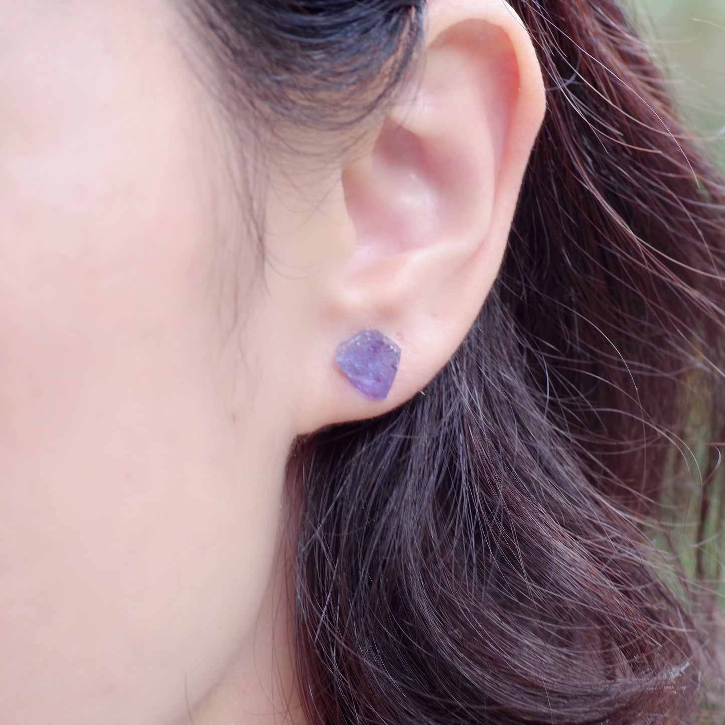 Tanzanite Raw Stone Earrings | Handmade Natural Stone Jewelry