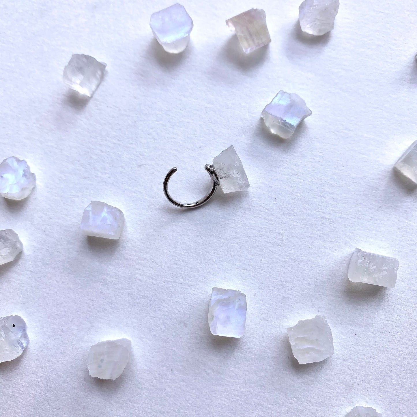 Moonstone Raw Stone Ear Cuff | Handmade Natural Stone Jewelry