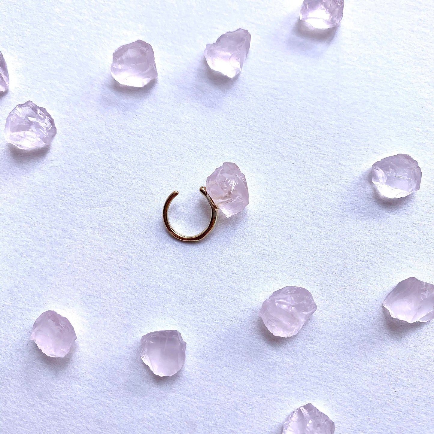 Rose Quartz Raw Stone Ear Cuff | Handmade Natural Stone Jewelry