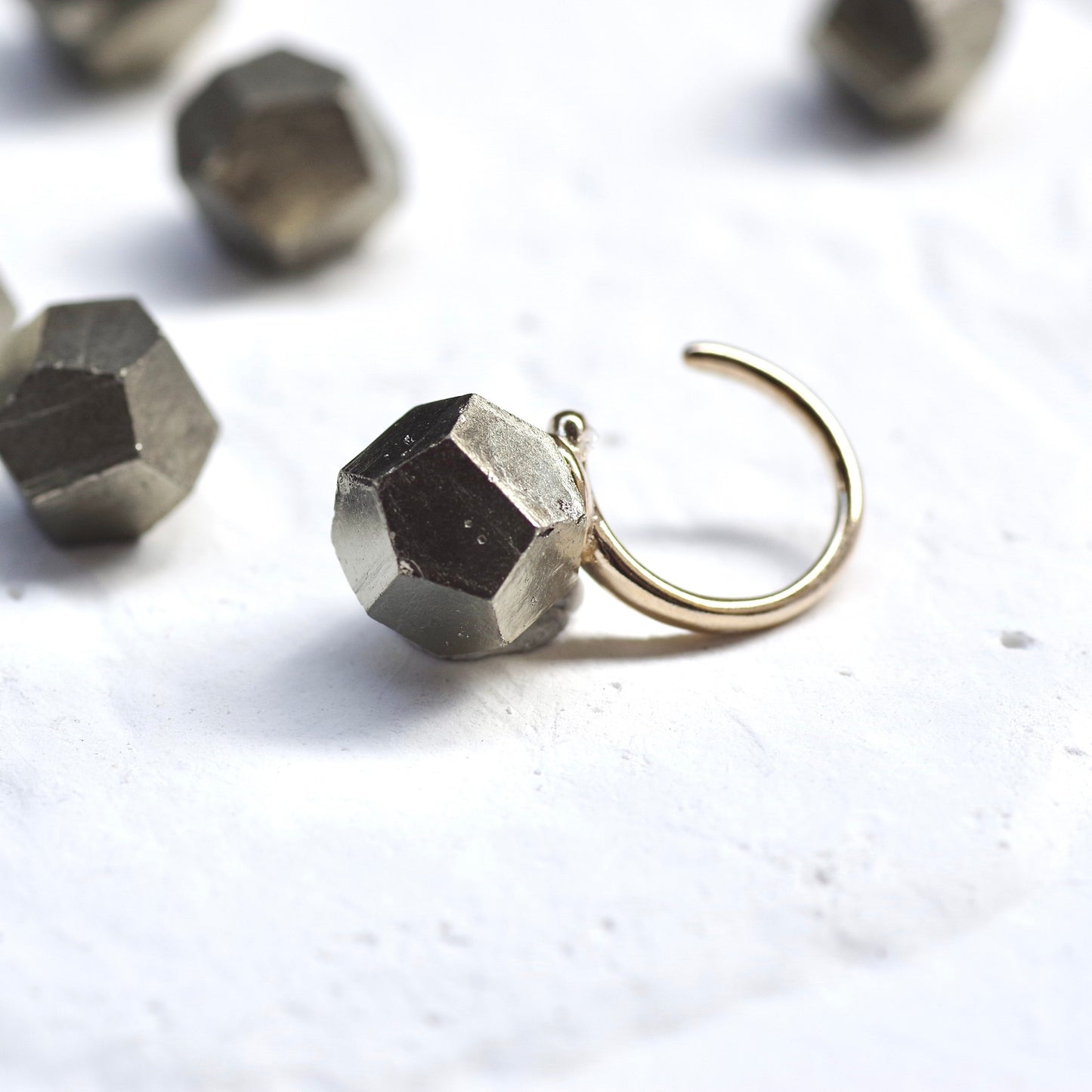 Pyrite (Dodecahedral) Raw Stone Ear Cuff | Handmade Natural Stone Jewelry