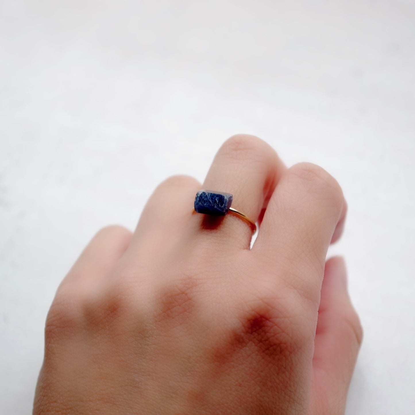 Sapphire Raw Stone Ring | Handmade Natural Stone Jewelry