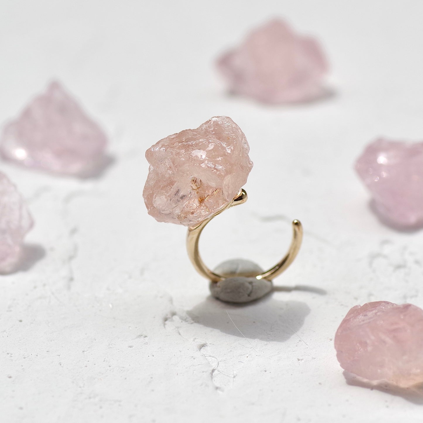 Morganite Raw Stone Ear Cuff | Handmade Natural Stone Jewelry