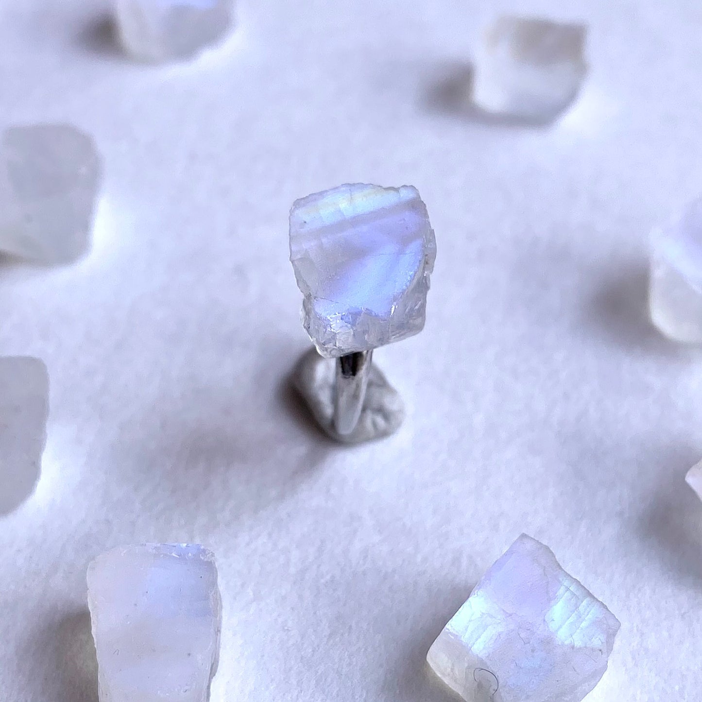 Moonstone Raw Stone Ear Cuff | Handmade Natural Stone Jewelry